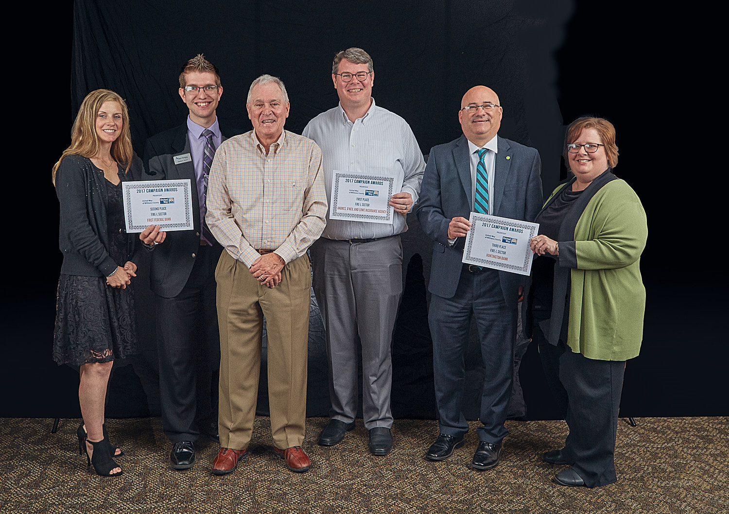 F(inancial) I(nsurance) R(eal) E(state)-L(egal) SECTOR 2nd Place: Dawn Sheline & Matthew Brown for First Federal Bank 1st Place: Tom Herman & Russ Davies for Andres, O’Neil and Lowe Insurance Agency 3rd Place: Ty Otto & Connie Nickells for Huntington Bank