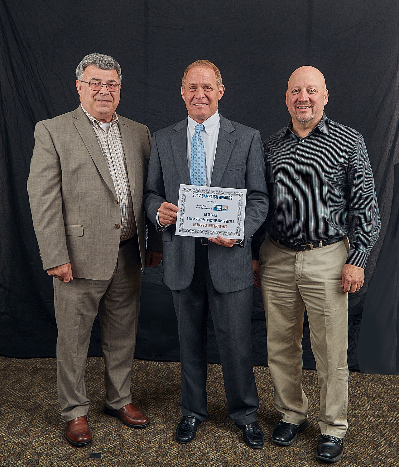 GOVERNMENT/SCHOOLS/LIBRARIES SECTOR 1st Place: Lew Hilkert, Brian Davis, & Terry Rummel for Williams County Employees 2nd Place: Bryan City Schools (not pictured)